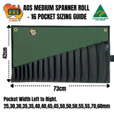 AOS Spanner Roll, Tool Wrap – Medium 16 Pockets