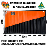 AOS Spanner Roll, Tool Wrap – Medium 16 Pockets