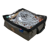 grey canvas 4wd storage bag with extension leads and power boards