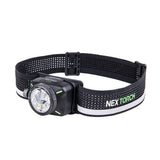 NEXTORCH eStar 1300Lm Dual-Beam White / Red Headlight - Rechargeable + Spare Battery + AAA Compatible - Black