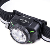 NEXTORCH eStar 1300Lm Dual-Beam White / Red Headlight - Rechargeable + Spare Battery + AAA Compatible - Black
