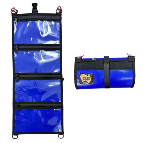AOS Marine‑Grade Lure & Tackle Roll Organiser – H Duty PVC Blue Rip‑Stop