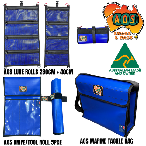 AOS Marine Gear Bundle – Lure Roll + Tool Roll + PVC Tackle Bag
