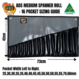 AOS Spanner Roll, Tool Wrap - Medium 16 Pockets - Eight Colour Options!