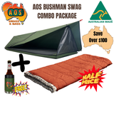 AOS Australian Made Bushman Deluxe Apex Canvas Swag Bundle