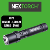 Nextorch P-Series Rechargeable Torch High Output, 5 Modes, Glass Breaker, Power Status Indication, Turbo Mode
