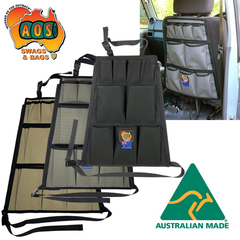 AOS Canvas Universal Rear Seat storage Organiser - 12 Pockets