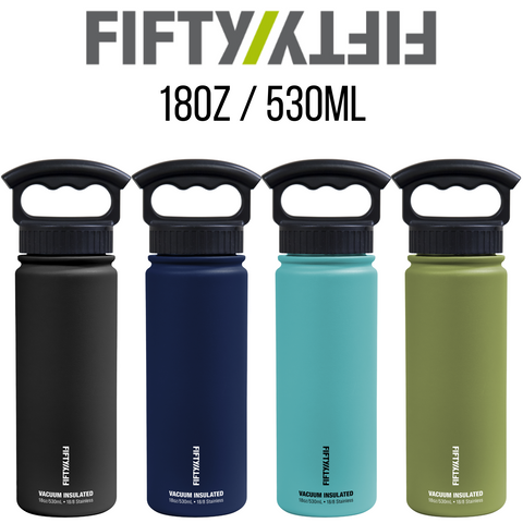 Fifty-Fifty 18oz Double Wall Vacuum Insulated S/S Bottle & 3-Finger Lid