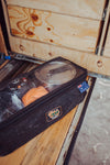 camping bag with cooking supplies stored inside