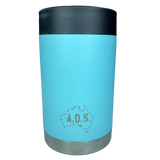 AOS Blue Double Wall Vacuum Insulated S/S Stubby & Can Cooler Thermal Mug