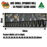 AOS General Tool Roll, Stubby Spanner Roll – Small 14 Pockets