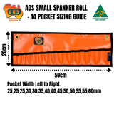 AOS General Tool Roll, Stubby Spanner Roll – Small 14 Pockets