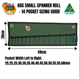 AOS General Tool Roll, Stubby Spanner Roll – Small 14 Pockets