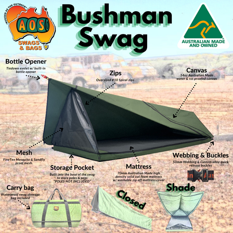 AOS bushman swag made in australia