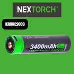 Nextorch 18650 Rechargeable Lithium Battery 3400 MaH, USBC Charge