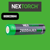 Nextorch 18650 Rechargeable Lithium Battery 2600 MaH, USBC Charge