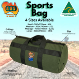 AOS Aus Made Standard Canvas Sports Duffle Bag 4 sizes